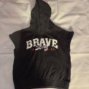 H&M Black Sleeveless Hoodie with 'Brave' Print